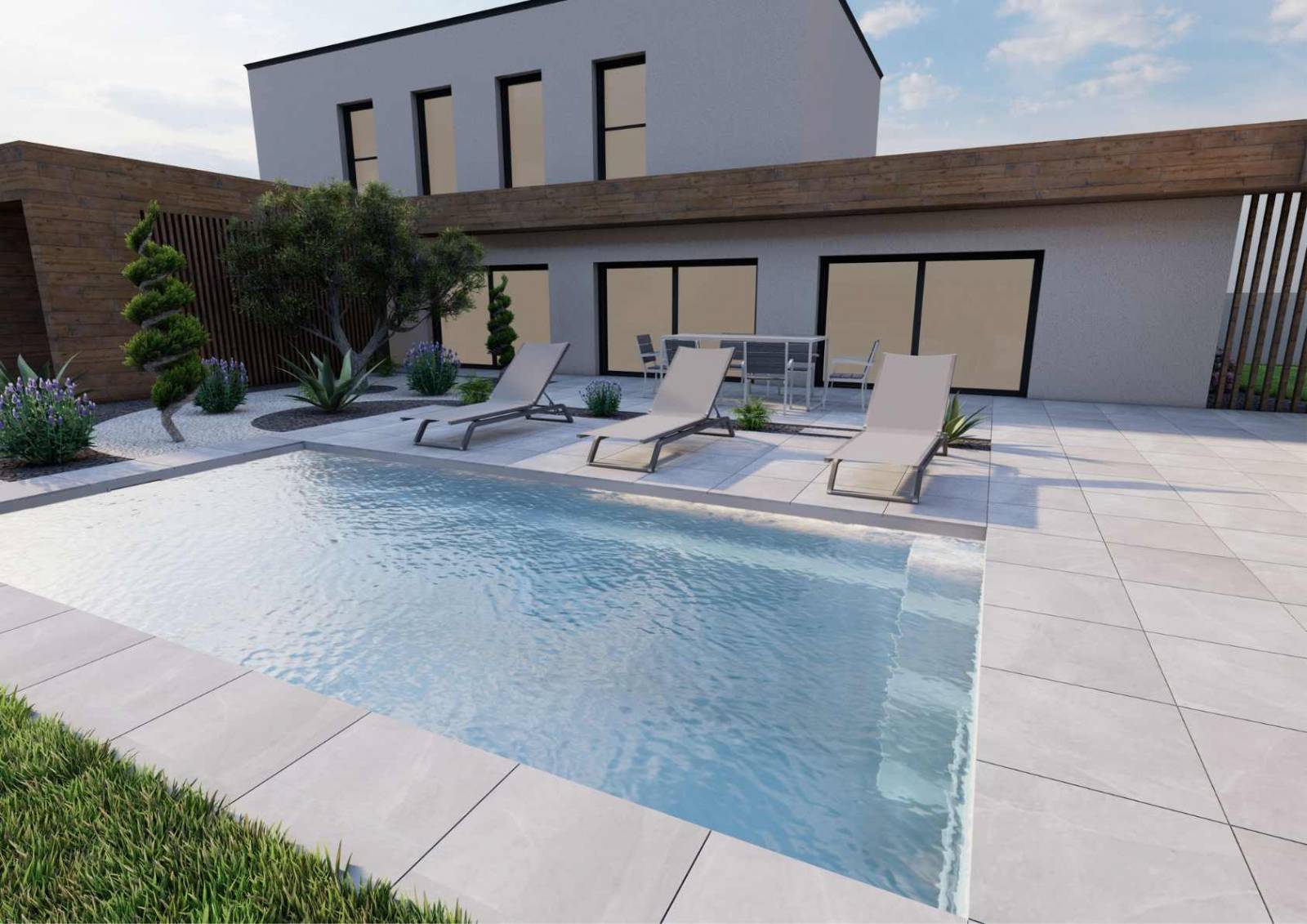 Piscine avec terrasse moderne