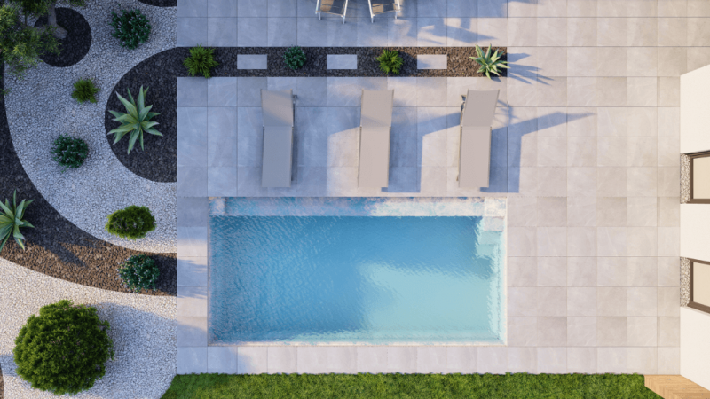 piscine coque polyester vue arienne dans le Var vers Toulon