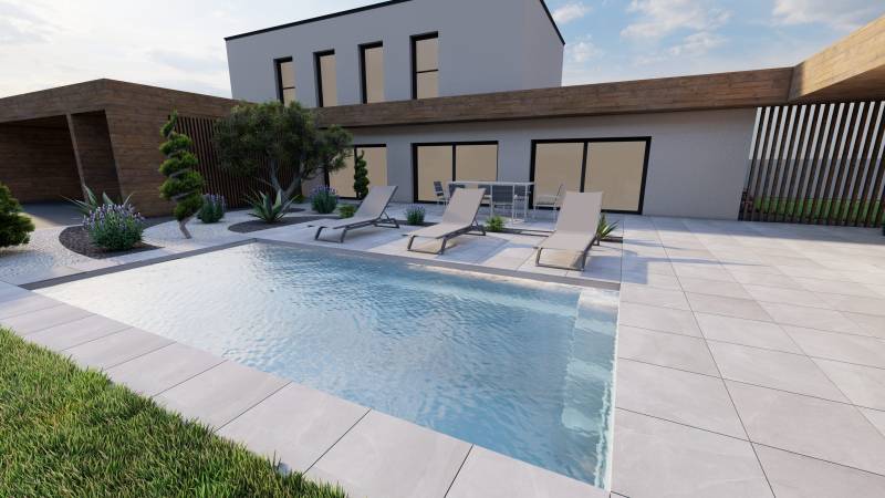 Piscine sur terrasse moderne
