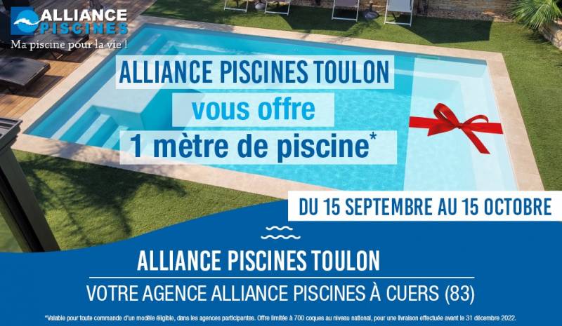 Alliance piscines un mètre de piscine coque offert 