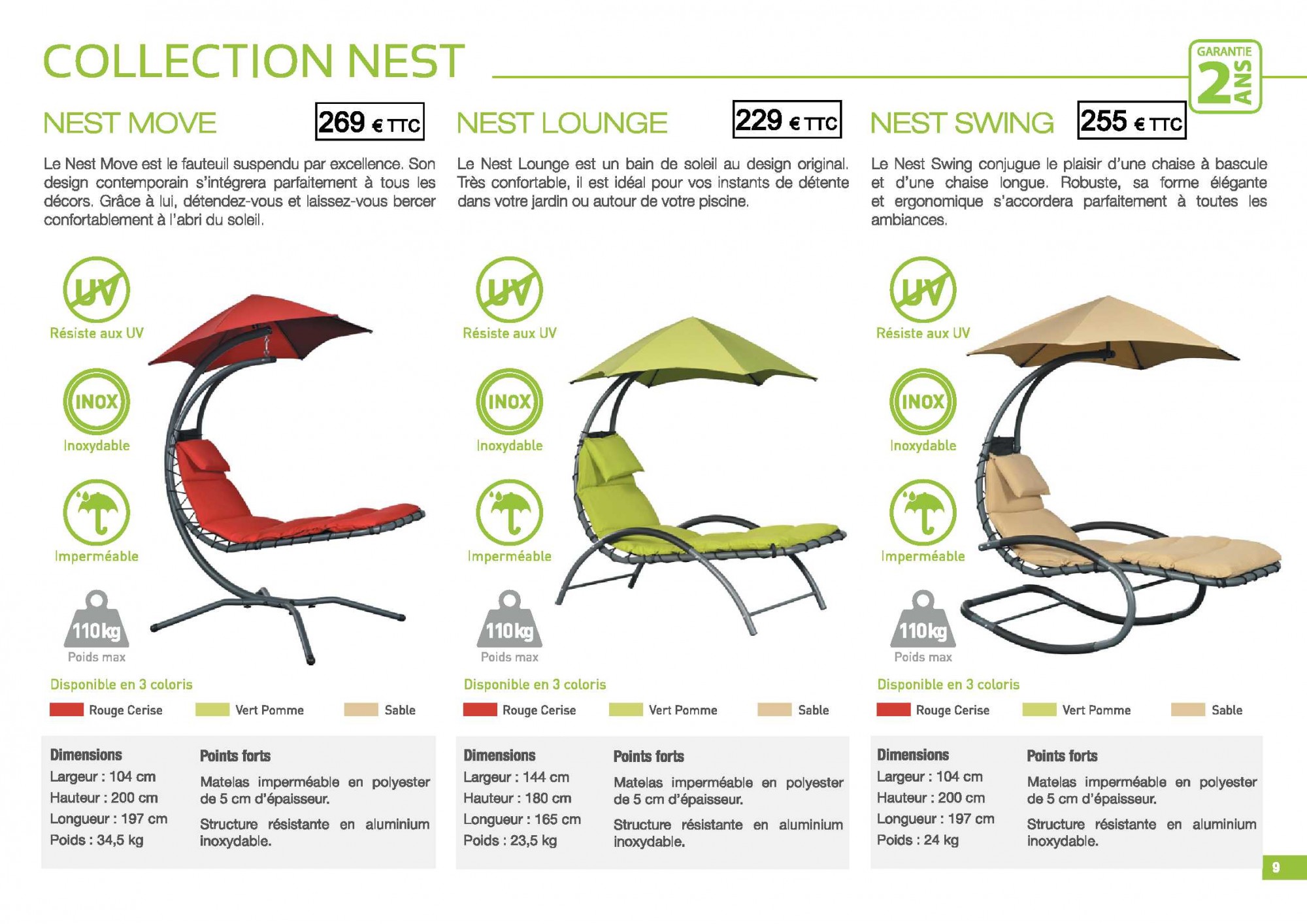 transats ombrelle Nest chez alliance piscines